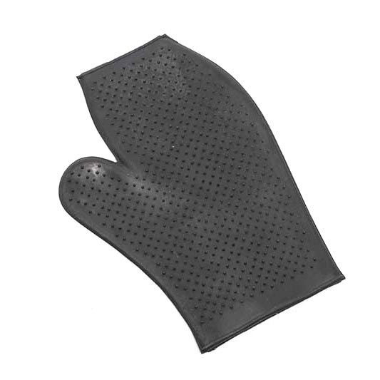 Black rubber grooming glove